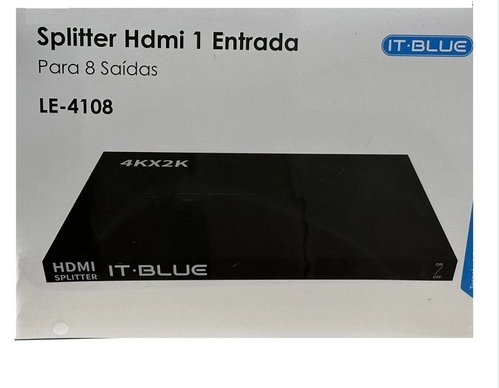 Splitter HDMI 1x8 Versão 1.4 com Fonte Bivolt IT-Blue LE-4108