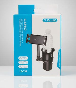 Suporte para Celular Veicular com Compartimento para Copos It-Blue LE-134