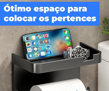 Suporte para Papel Higiênico Metálico com Limitador de Queda Bomvink BOM-2302
