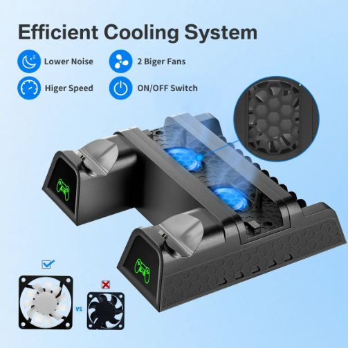 Suporte Vertical para PS4 Slim com Cooler e Carregador de Controle Ípega PG-LC08