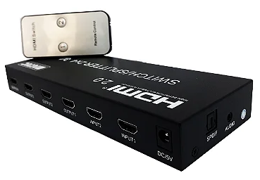 Switch Splitter HDMI 2x4 4K 60Hz com Controle Remoto Maxgreen LT204