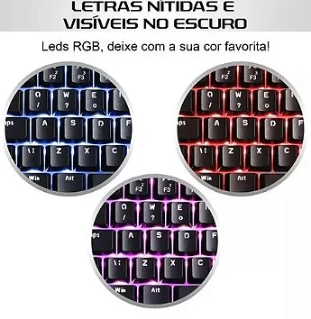 Teclado Gamer Mecânico RGB USB Type-C Switch Blue Anti-Ghosting Knup KP-TE100