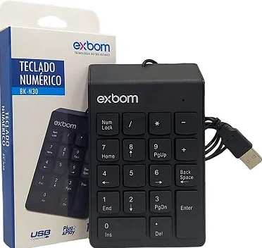 Teclado Numérico USB com Cabo de 1,25m Exbom BK-N30