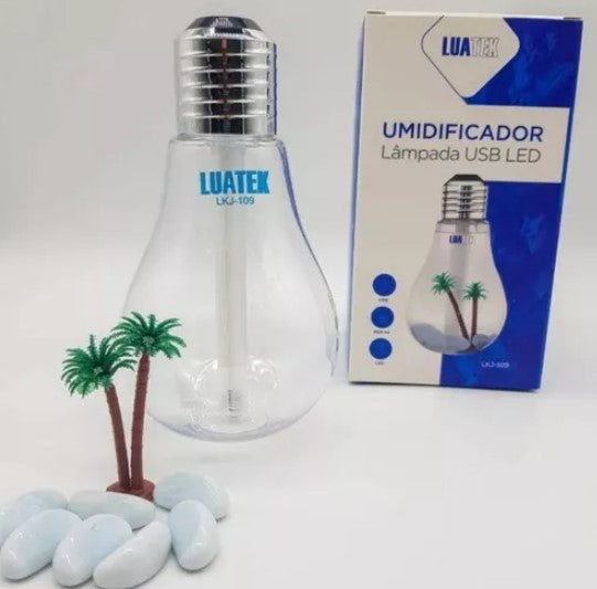 Umidificador de Ar em Formato de Lâmpada com LED 400ml Luatek LKJ-109