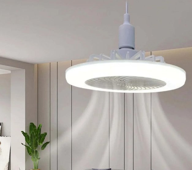 Ventilador com Luz LED Branco Frio Conexão E27 30W Motor Silencioso Luatek ZF-10 LK-8660