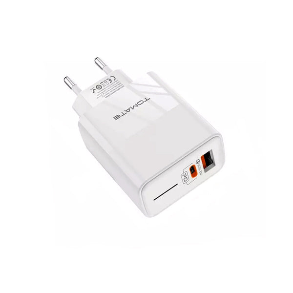 Carregador Turbo Com Porta Usb E Usb-C 20w Tomate