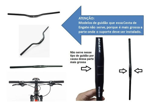 Cesta Cestinha P/ Bicicleta Aramada Preta Aro 26 C/engate