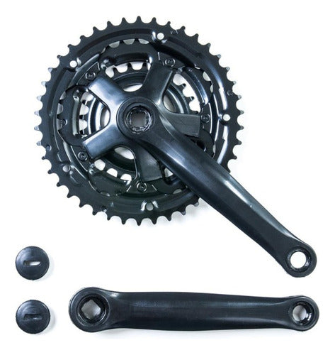 Pedivela Mtb Alumínio 170mm Pto Coroa Aço Preto 24/34/42d