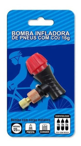 Bomba Inflador De Pneus Para Co2 16g Presta Ou Schrader