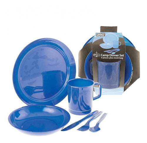 Kit Cozinha Camp Dinner Set Com 6 Peças 360 Degrees Azul Nf