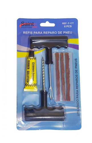 Kit Conserto E Reparo De Pneus Completo 3 Remendos Macarrão