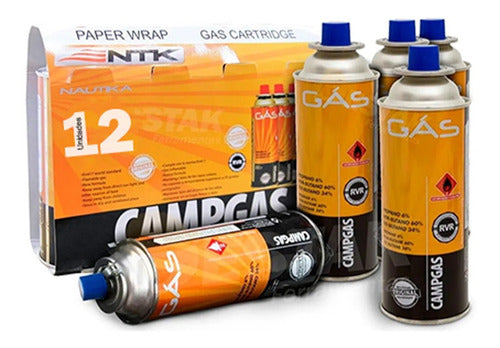 12 Latas Refil Gás Campgás Ntk 227g P/ Fogareiro Maçarico