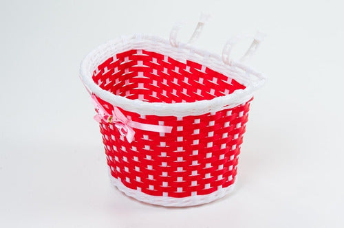 Cesta Infantil Com Laço Vermelho Branco Kidzamo