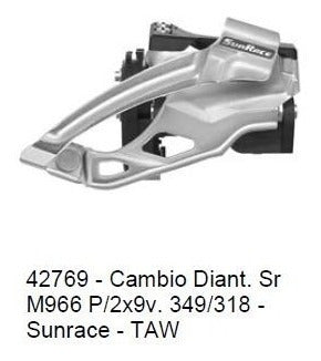 Câmbio Dianteiro Sunrace M966 Bike 2X9V 18 Velocidades