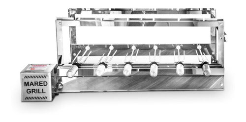 Churrasqueira Giratória Rotativa 6 Espetos Inox Mared Bivolt