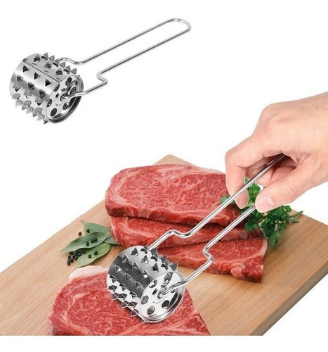 Amaciador De Carne Rolo Manual Inox 20cm Amolecedor De Carne