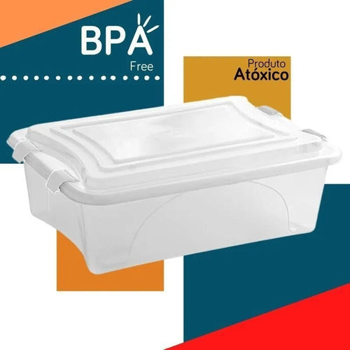 Caixa Organizadora Branco Transparente Plasvale 30 Litros