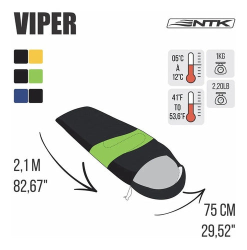 Saco Dormir Viper 5ºc A 12ºc Hollowfiber 2m Ntk