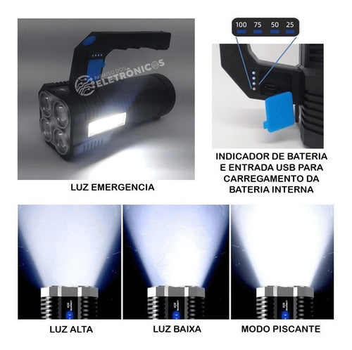 Lanterna Iluminação Luz Led Recarregável 800lm Lt-8934