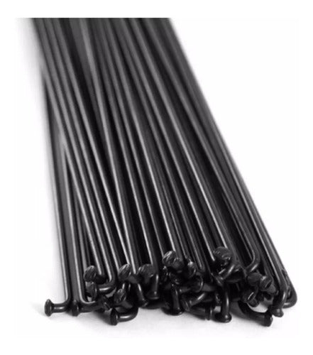 72 Raios Inox Para Aro 29 2.0x290mm Fino Preto Com Niple