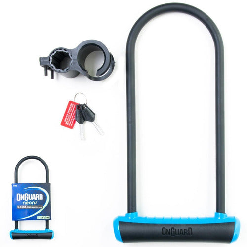 Cadeado Trava U-lock Onguard 8152 Chave Bike Moto Cores Neon