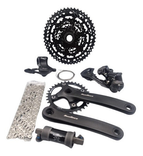 Kit Grupo Transmissão Sunrace Bike Dkm 1X9V Cassete 11/50