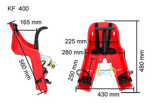 Cadeirinha Criança Bicicleta Dianteira Kalf Baby Bike Verm