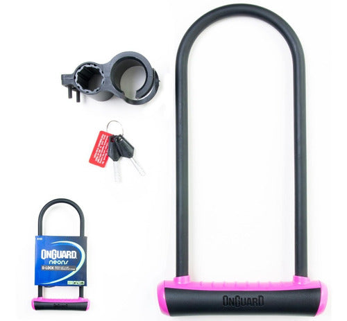 Cadeado Trava U-lock Onguard 8152 Chave Bike Moto Cores Neon