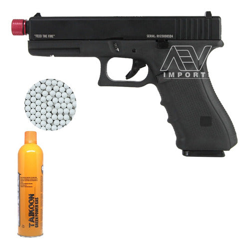 Kit Pistola Tag Airsoft San 17 Raven Gas + Bolinha