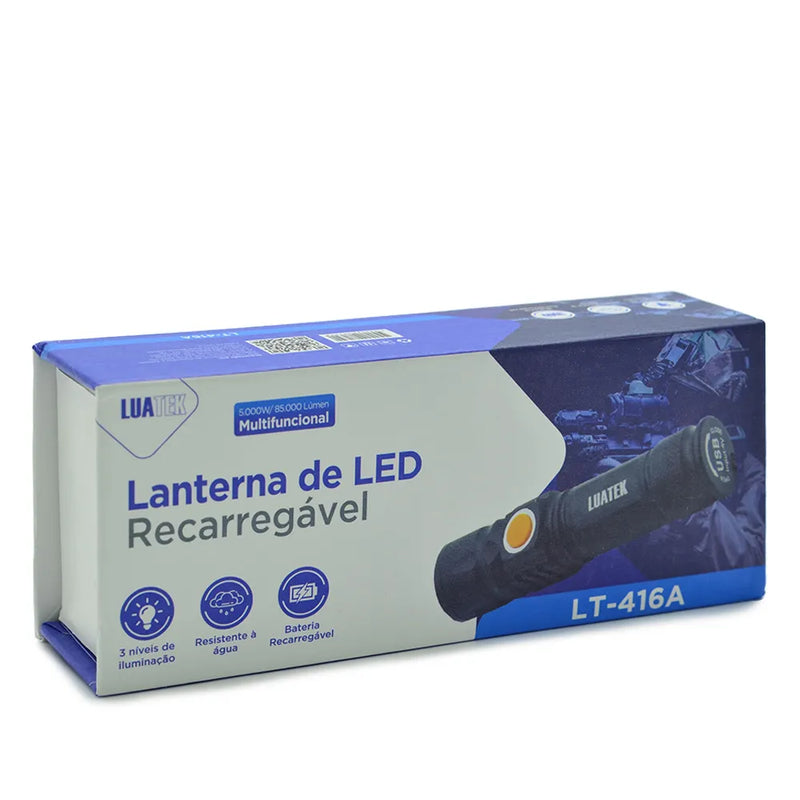 LANTERNA DE LED RECARREGAVEL USB LUATEK LT-416A