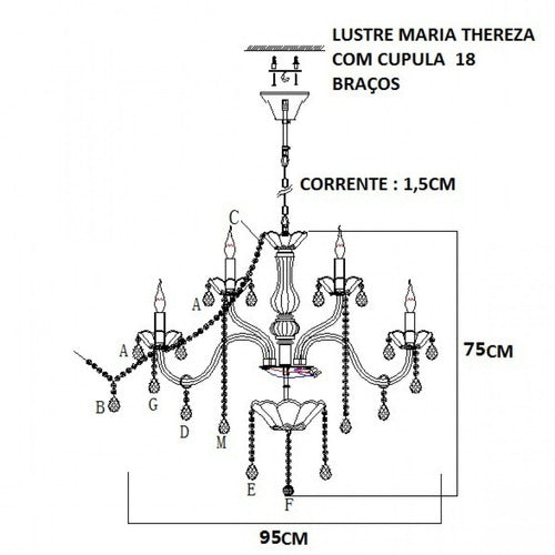 Lustre Maria Thereza Trançado 18 Lâmpadas Com Cúpula