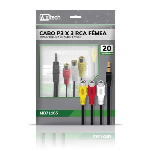 Cabo Adaptador P3 P/ 3rca Femea C/ 18cm Mb71165