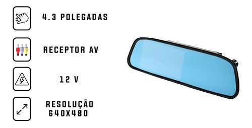 Espelho Retrovisor Monitor Câmera  Lcd 1080p Tomate Mtm-243