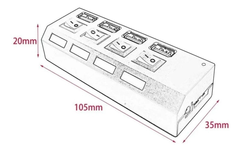 Hub De Usb 7 Portas 2.0 Extensor High Speed Pendrive Mst-004