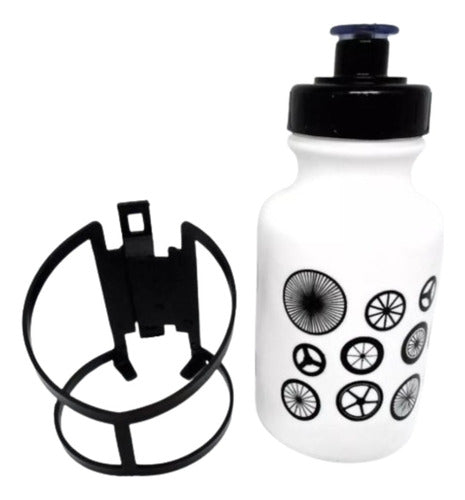 Garrafinha Caramanhola Infantil Bike C/suporte 500ml Branco