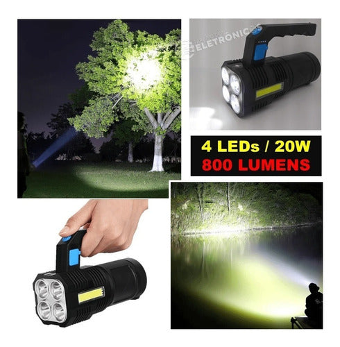 Lanterna Iluminação Luz Led Recarregável 800lm Lt-8934