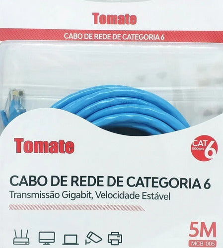 Cabo De Rede Cat6 5 Metros Ethernet Lan Giga 10/1000 Rj45