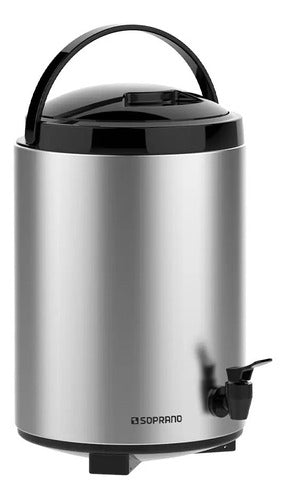 Botijão Térmico Inox 9,5 Litros Preto Soprano