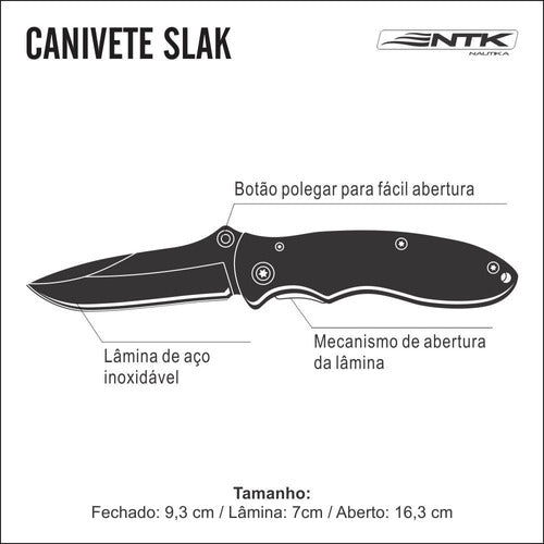 Canivete Ntk Slak Pesca Caça Trilha Camping Aço Inox Forjado