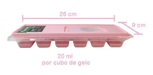 Forma De Gelo Com Tampa Fundo De Silicone Prática 26cm