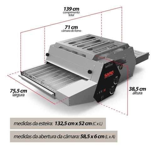 Forno De Esteira Para Pizza Elétrico 220v Saro Fe5022