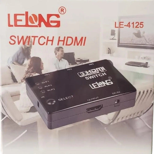 Hub Switch Hdmi 3 Entradas E 1 Saída Le-4125 - Lelong