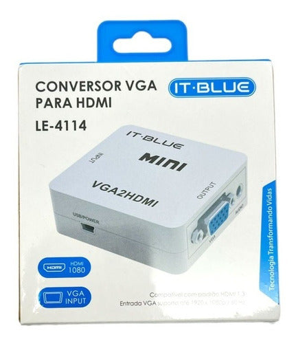 Mini Adaptador Conversor Vga X Hdmi Entrada Vga E Saida Hdmi