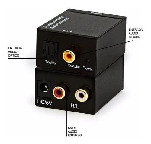 Conversor Áudio Digital Cabo Óptico Coaxial P/ Rca Analógico