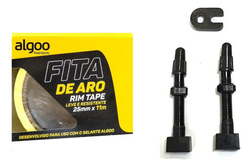 Kit Tubeless 300ml Fita De Aro 25mm Válvula 48mm Absolute