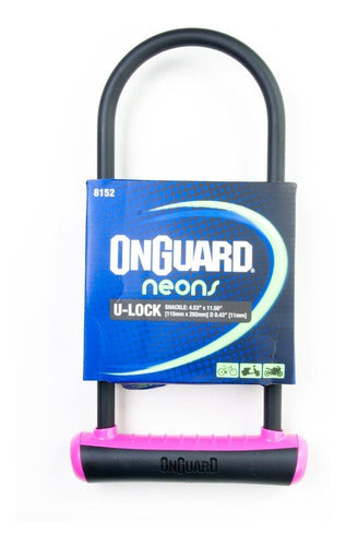 Cadeado Trava U-lock Onguard 8152 Chave Bike Moto Cores Neon