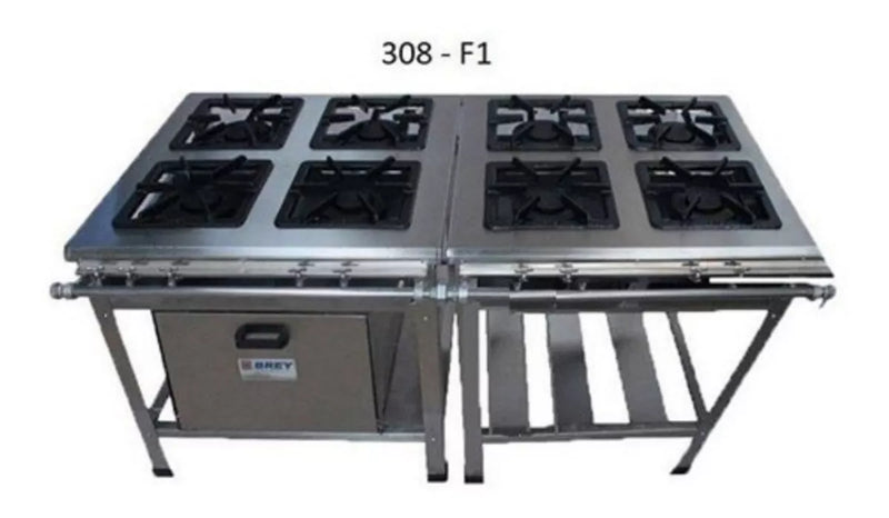 Fogão Industrial 8 Bocas Forno Alta Pressão Metalbrey Cor Aço