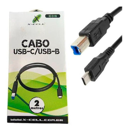 Cabo Impressora Type-c P/ Usb-b 3.1 2m X-cell Xc-ci-06