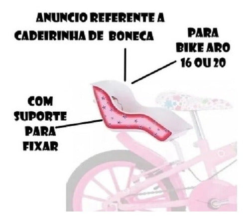 Cadeirinha Bike Para Boneca Branca E Rosa Para Bicicleta