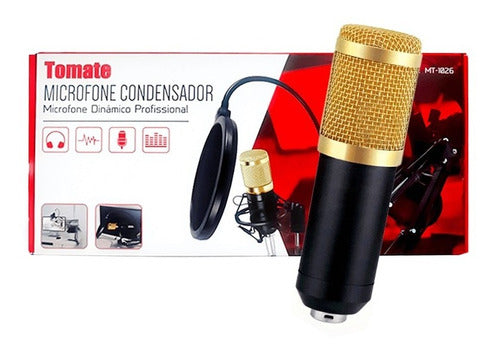 Microfone Condensador Completo Estúdio Profissional Mt-1026